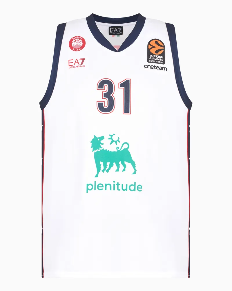 EA7 Replika-Trikot der Olimpia Milano Euroleague 24/25 Weiß