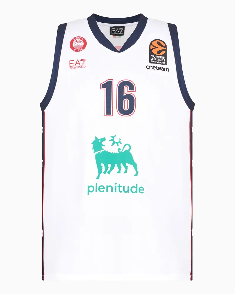 EA7 Replika-Trikot der Olimpia Milano Euroleague 24/25 Weiß
