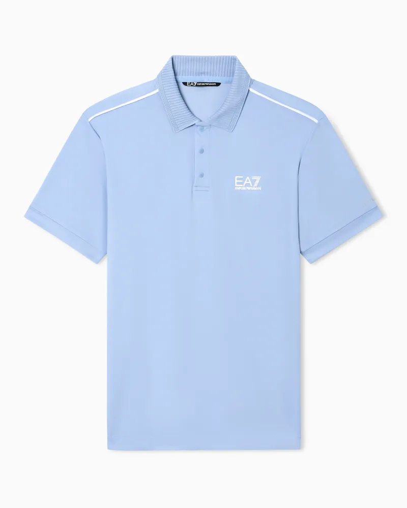 EA7 Tennis Pro Poloshirt aus VENTUS7-Funktionsgewebe Hellblau