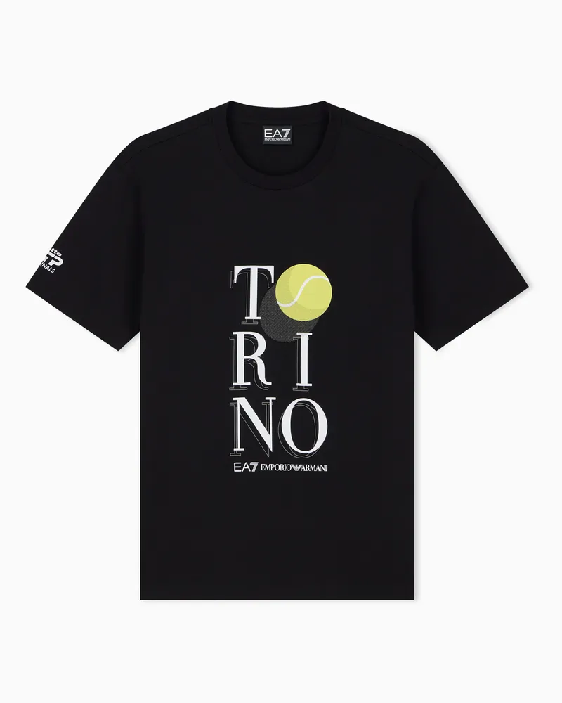 EA7 Baumwoll-T-Shirt mit Rundhalsausschnitt Nitto ATP Finals Schwarz