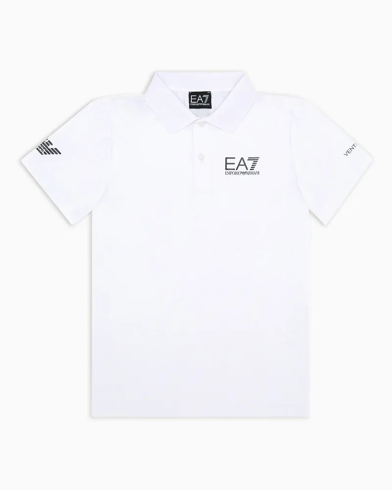 EA7 Tennis Pro Boy Poloshirt aus VENTUS7-Funktionsgewebe Weiß