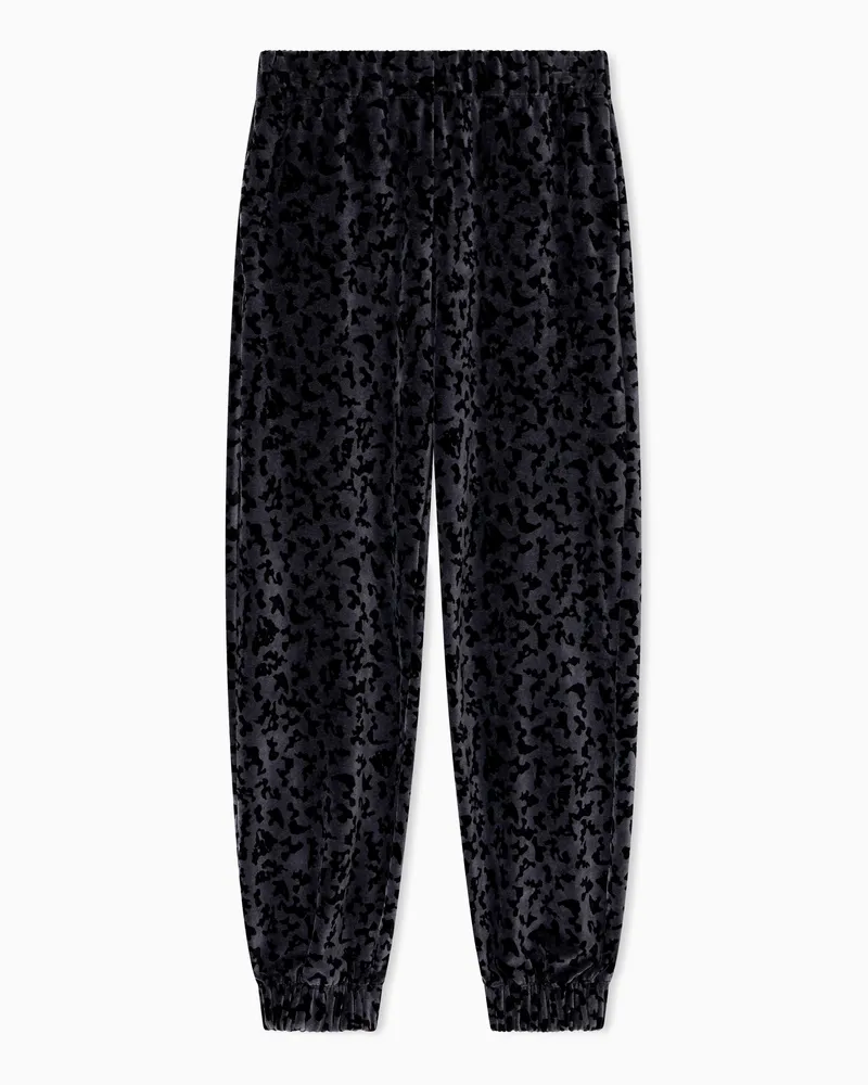 EA7 Graphic Series Girl Jogginghose aus Samt mit Tiermuster-Print Grau