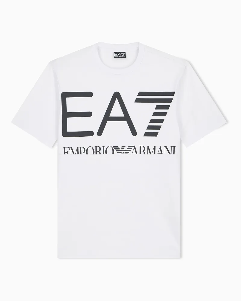 EA7 T-Shirt Logo Series aus Baumwolljersey im Regular Fit Weiß