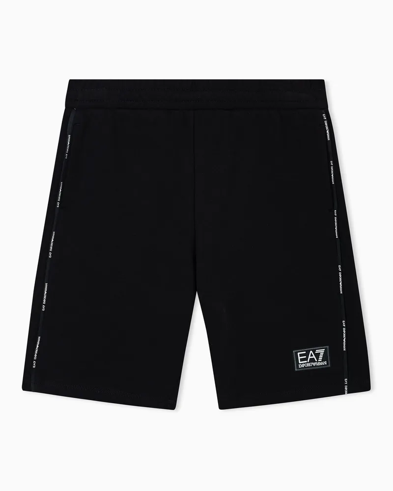 EA7 Logo Series Boy Bermudashorts aus Baumwollgemisch Schwarz