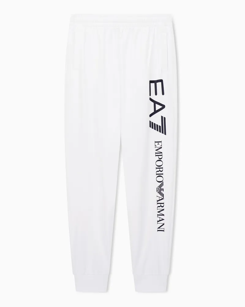 EA7 Logo Series Jogginghose aus Baumwolle Weiß