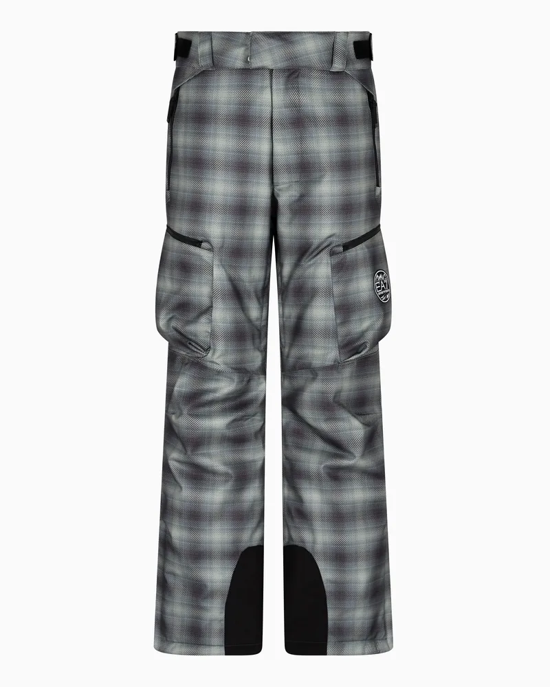 EA7 Cargo-Ski-Hose aus Funktionsgewebe mit STRATUM7-Wattierung und Karo-Muster Grün