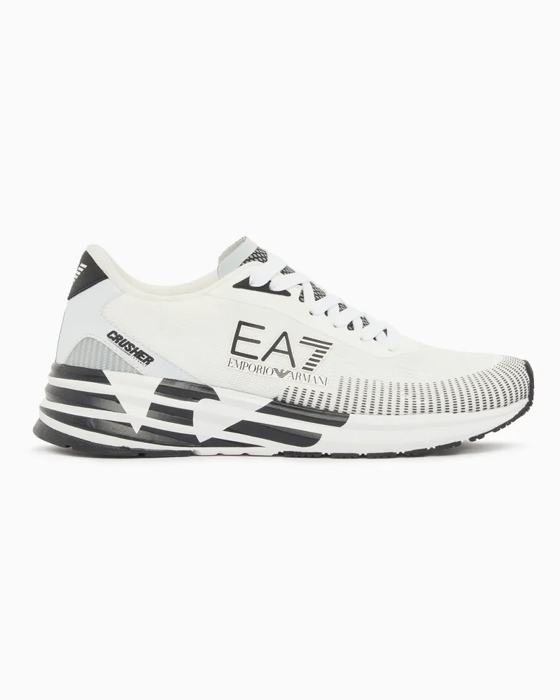EA7 Sneaker Crusher Distance aus Netzgewebe mit Gummisohle Weiß