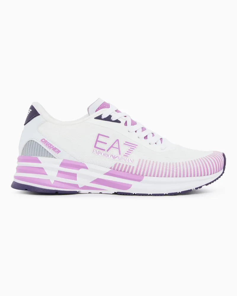 EA7 Sneaker Crusher Distance aus Netzgewebe mit Gummisohle Weiß