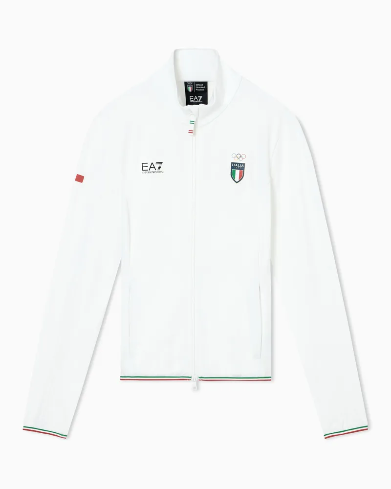 EA7 Powerstretch Skizweatshirt mit Reißverschluss Weiß
