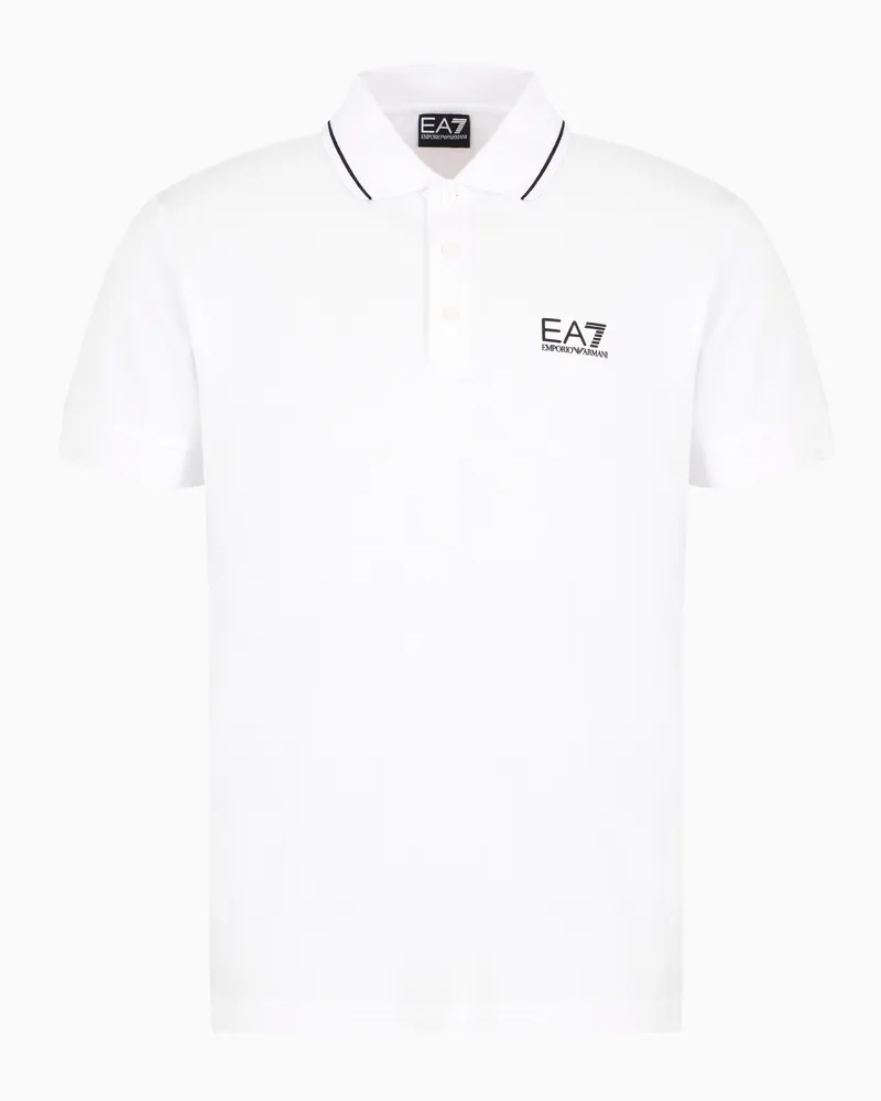 EA7 Core Identity Poloshirt aus Baumwollstretch-Pikee Weiß