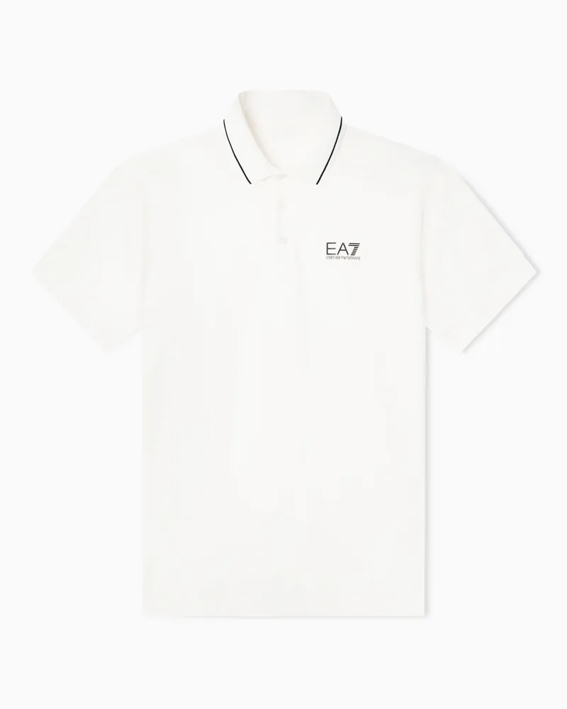 EA7 Core Identity Poloshirt aus Baumwollstretch-Pikee Weiß