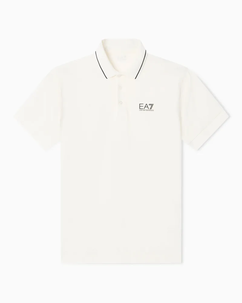 EA7 Core Identity Poloshirt aus Baumwollstretch-Pikee Weiß