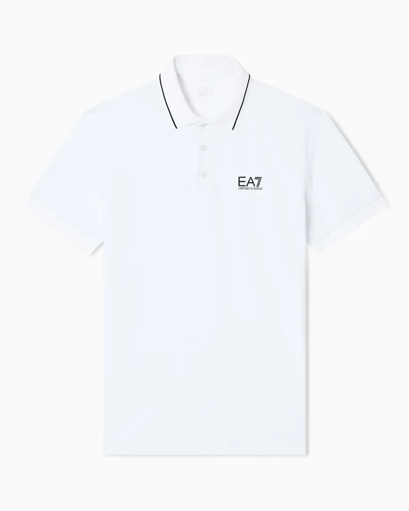 EA7 Core Identity Poloshirt aus Baumwollstretch-Pikee Weiß