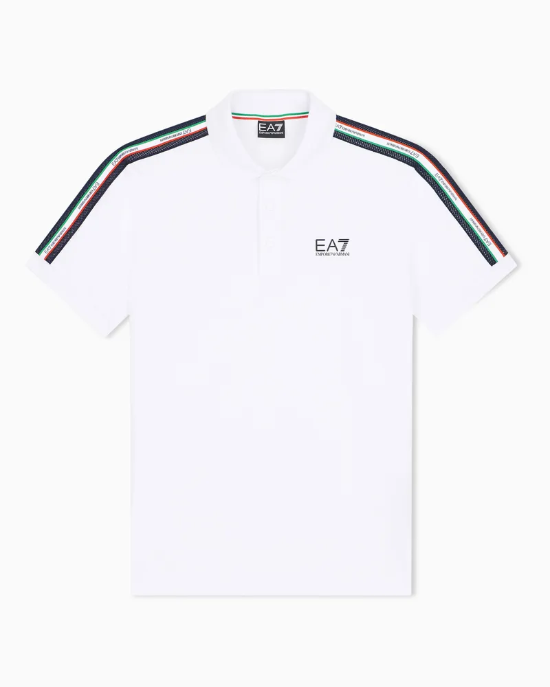 EA7 Poloshirt Italian Spirit aus Baumwoll-Jersey Weiß