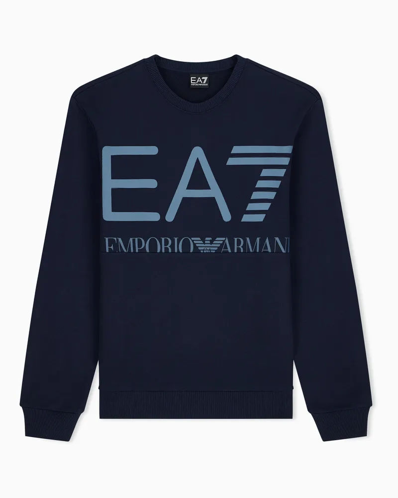 EA7 Sweatshirt Logo Series im Regular Fit aus Baumwolljersey Marineblau