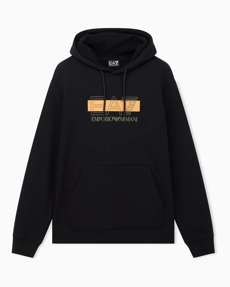 EA7 Hoodie Sichtbarkeit im Regular Fit aus Baumwolljersey Schwarz