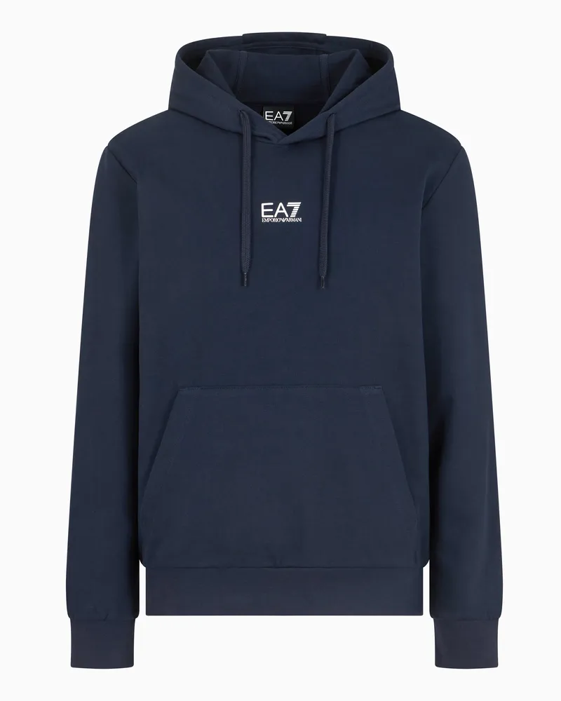 EA7 Core Identity Sweatshirt aus Baumwolle mit Kapuze Blau