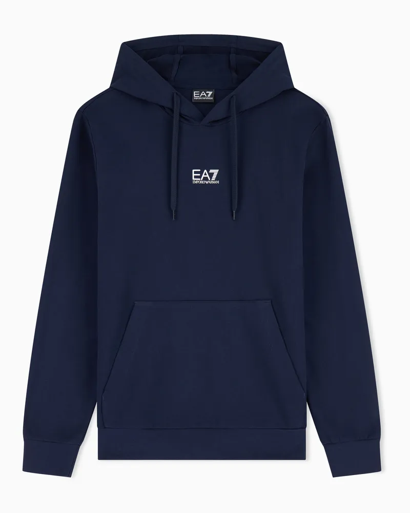 EA7 Core Identity Sweatshirt aus Baumwolle mit Kapuze Blau