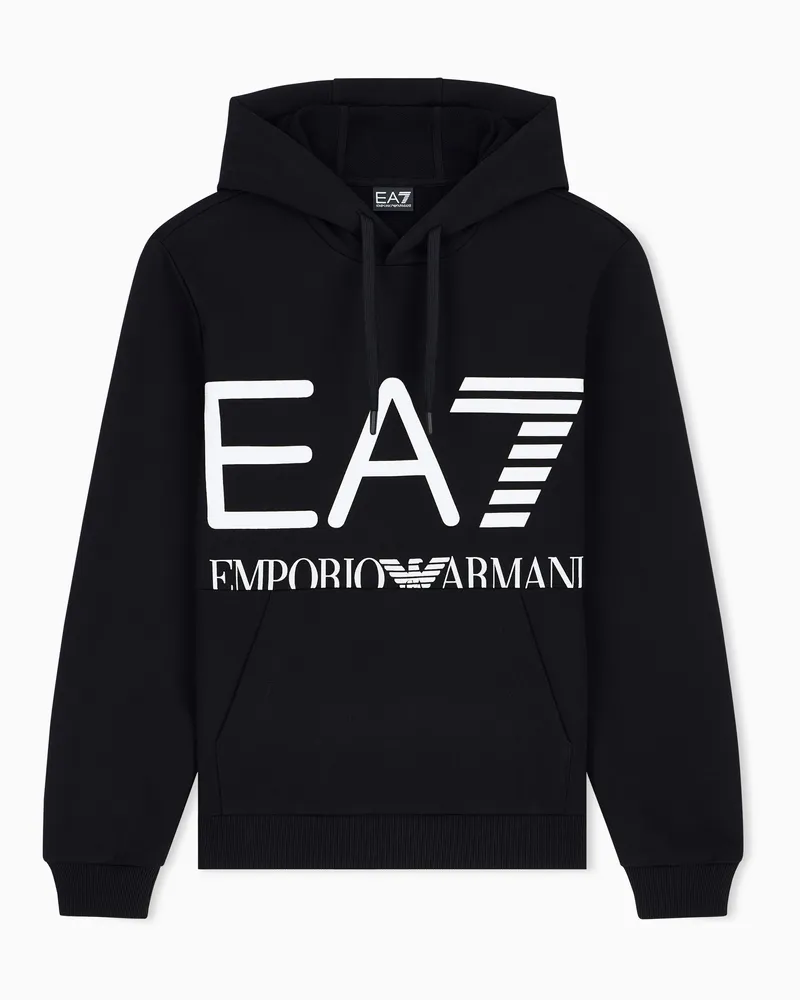 EA7 Hoodie Logo Series mit normaler Passform aus Baumwolljersey Schwarz
