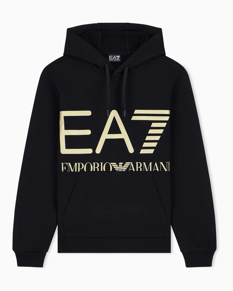 EA7 Hoodie Logo Series mit normaler Passform aus Baumwolljersey Schwarz