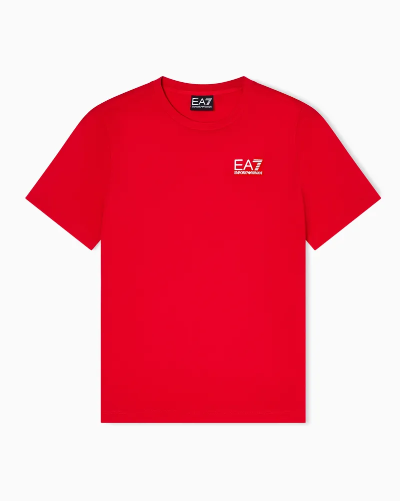 EA7 Core Identity Boy T-Shirt mit Rundhalsausschnitt aus Baumwolle Rot