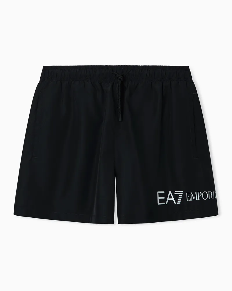 EA7 ASV Badeboxershorts mit Logo Schwarz