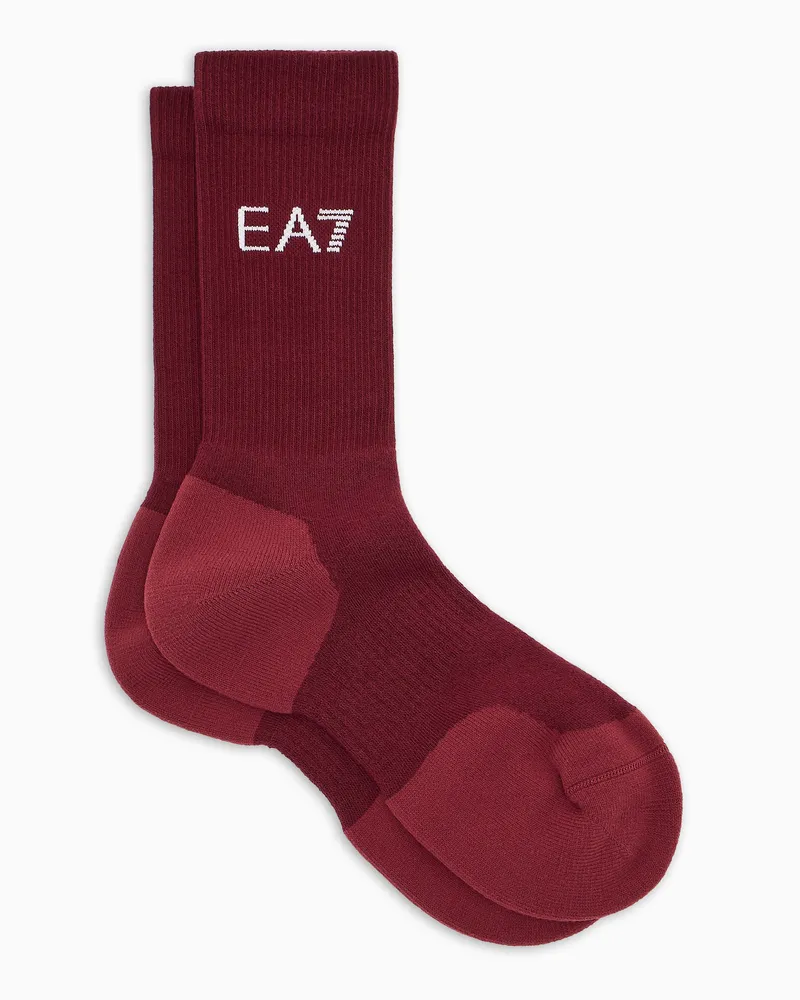 EA7 Tennis Pro Socken aus Baumwollmischung Burgunderrot