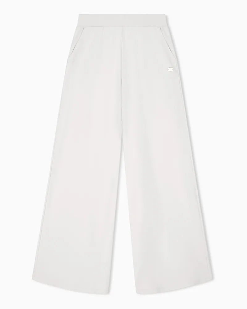 EA7 Baumwollstretch Hose mit weitem Bein und Gummibund Core Lady Grau