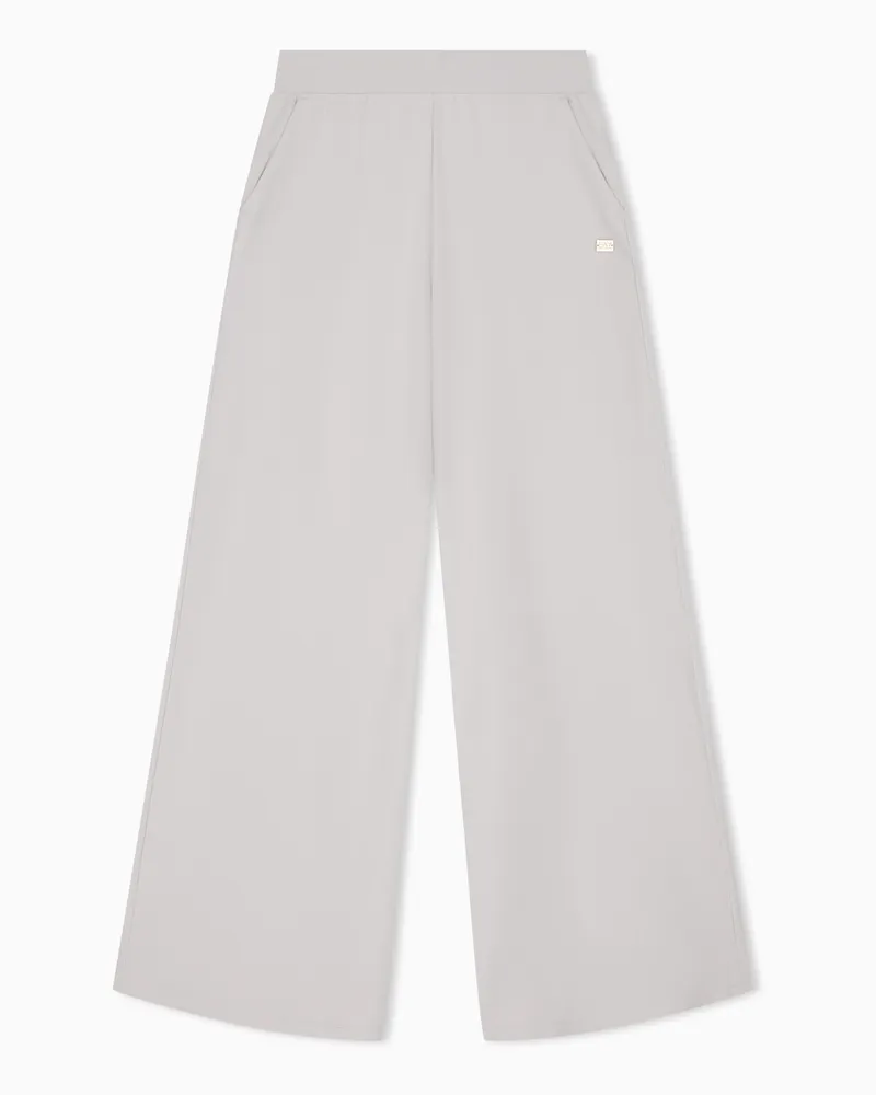 EA7 Baumwollstretch Hose mit weitem Bein und Gummibund Core Lady Grau