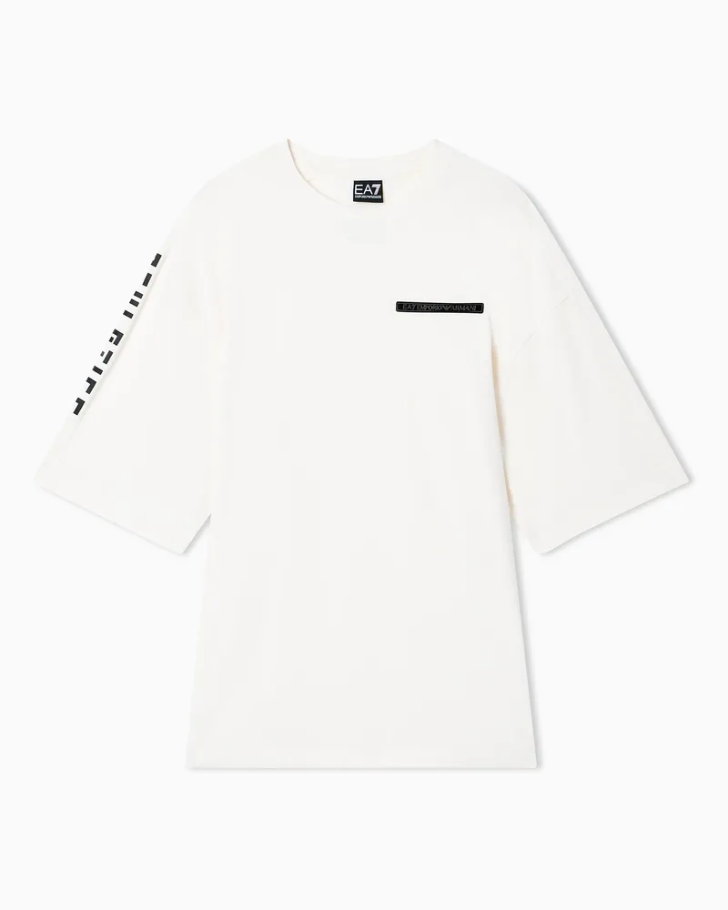 EA7 T-Shirt aus Baumwollstretch-Mischgewebe Weiß