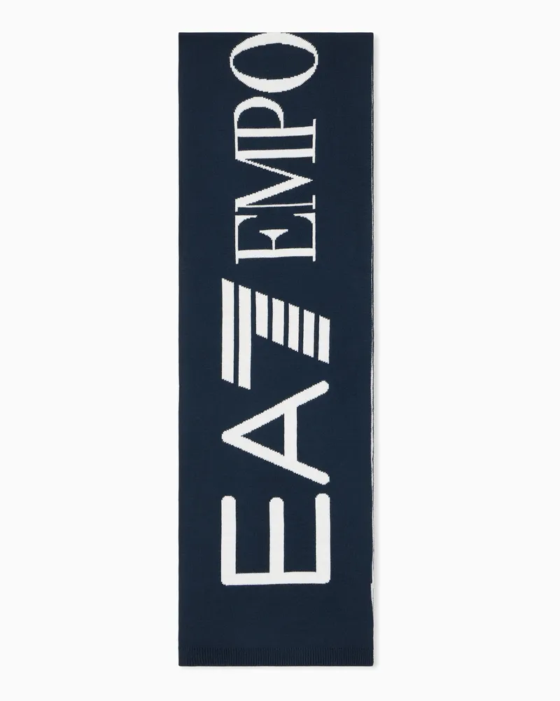 EA7 Strickschal Regular Passform Blau