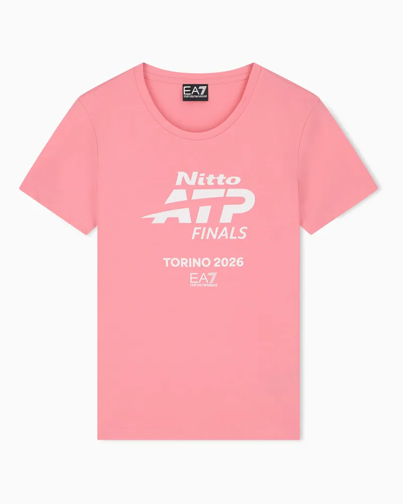 EA7 Baumwoll-T-Shirt mit Maxi-Logo Nitto ATP Finals Pink