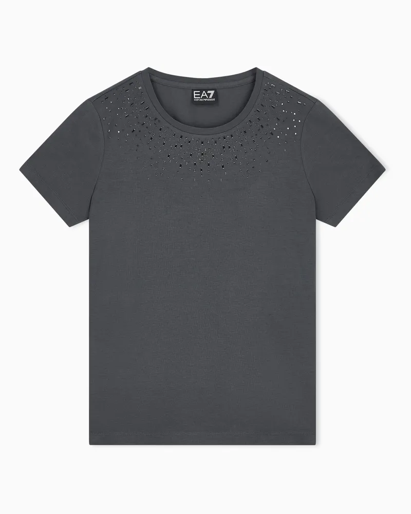 EA7 Slim Fit T-Shirt Precious aus elastischem Baumwolljersey Grau