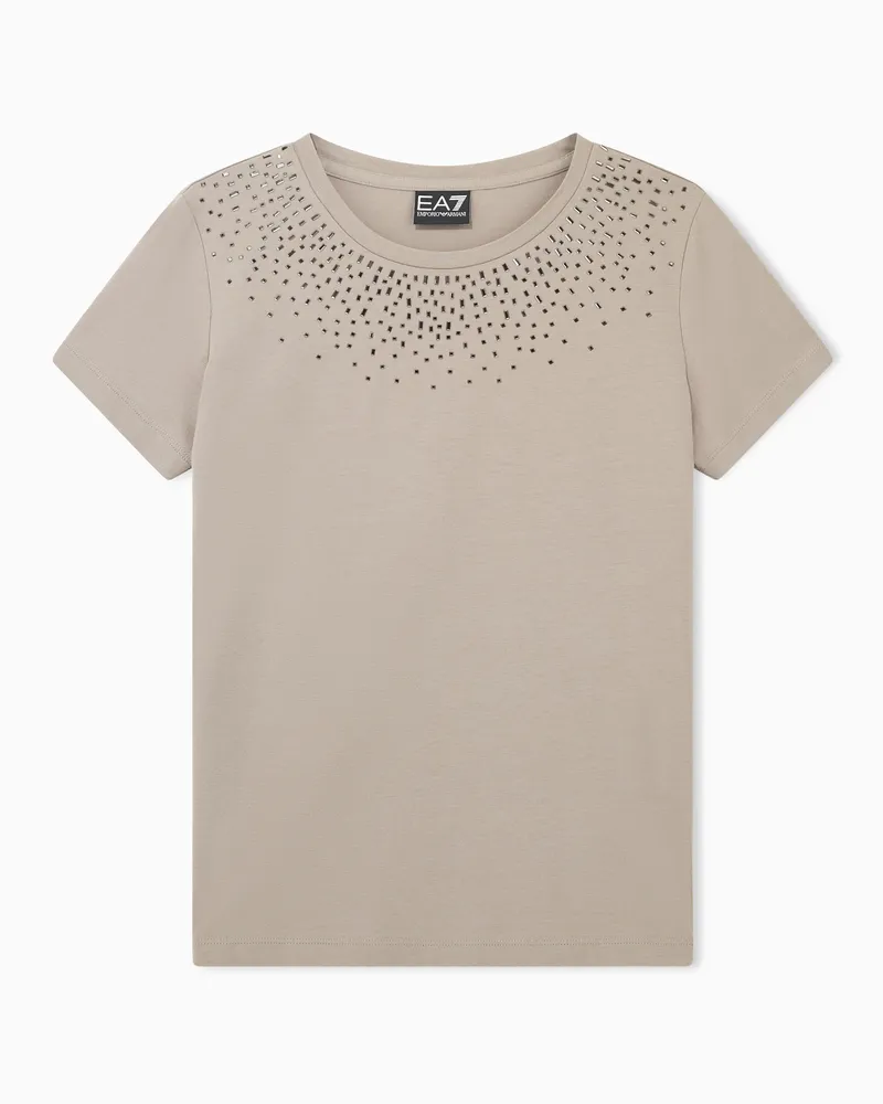 EA7 Slim Fit T-Shirt Precious aus elastischem Baumwolljersey Grau