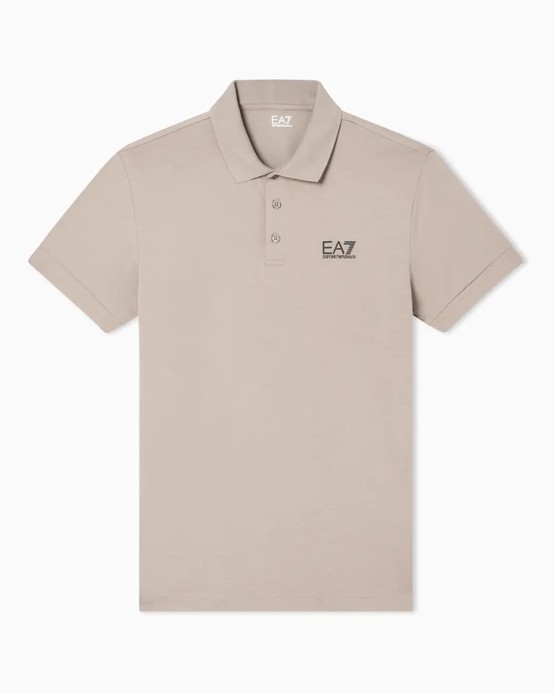 EA7 Core Identity Poloshirt aus Baumwollstretch Beige