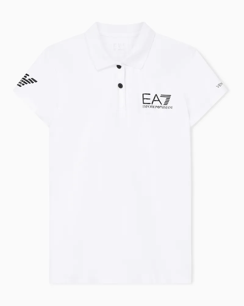 EA7 Tennis Pro Poloshirt aus VENTUS7-Funktionsgewebe Weiß