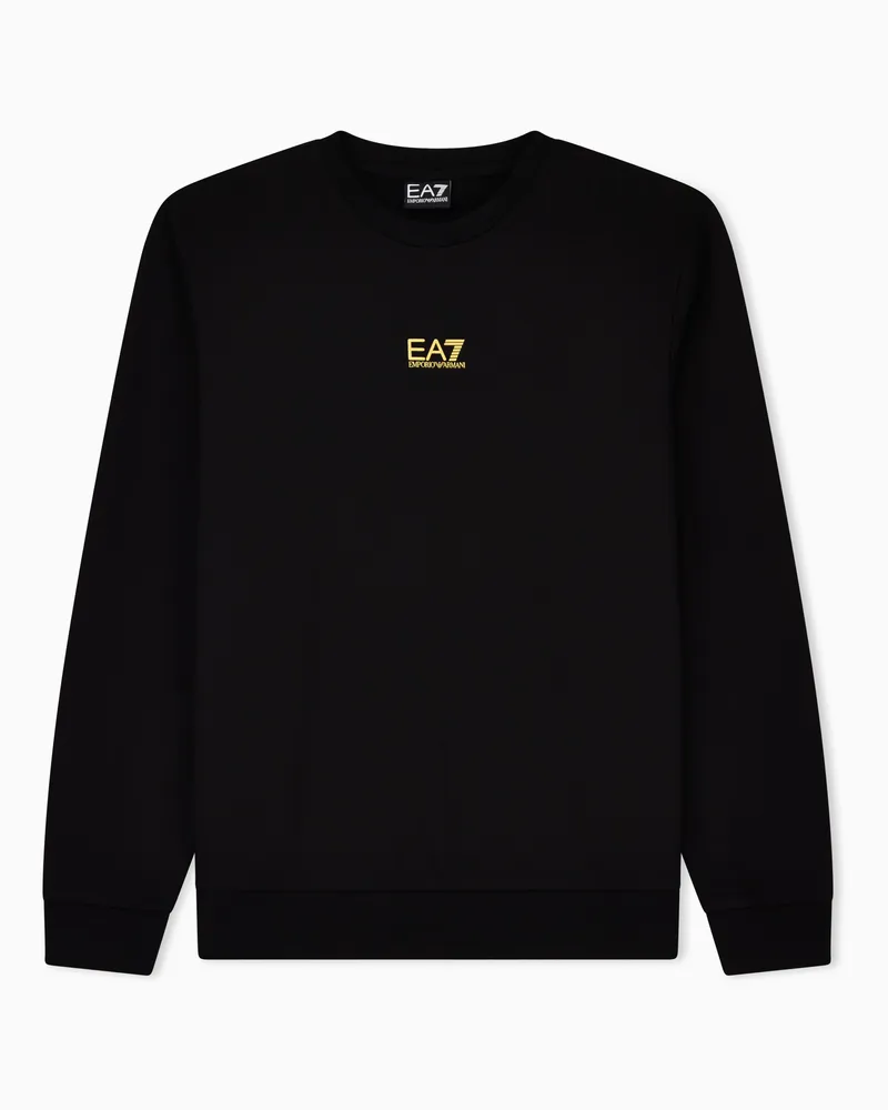 EA7 Core Identity Sweatshirt mit Rundhalsausschnitt aus Baumwolle Schwarz