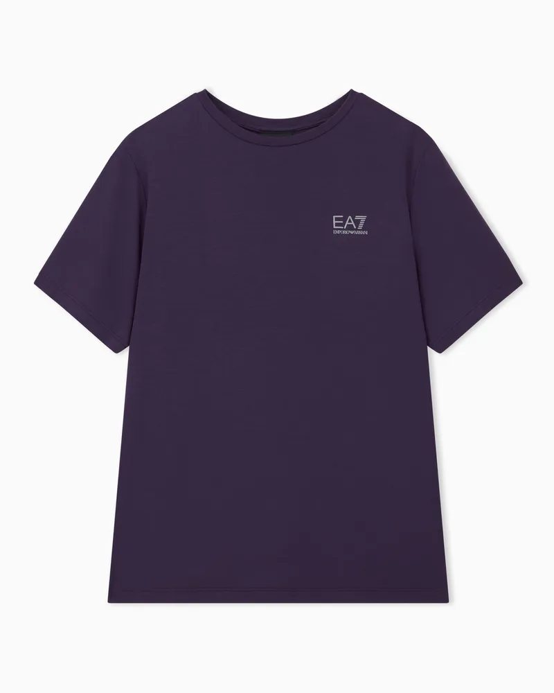 EA7 T-Shirt Natural Ventus 7 Regular Passform mit Rückenstreifen Violett