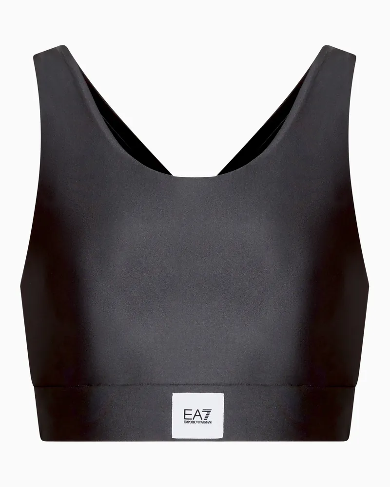 EA7 Sporty Forever Sport-BH aus elastischem Funktionsgewebe Grau