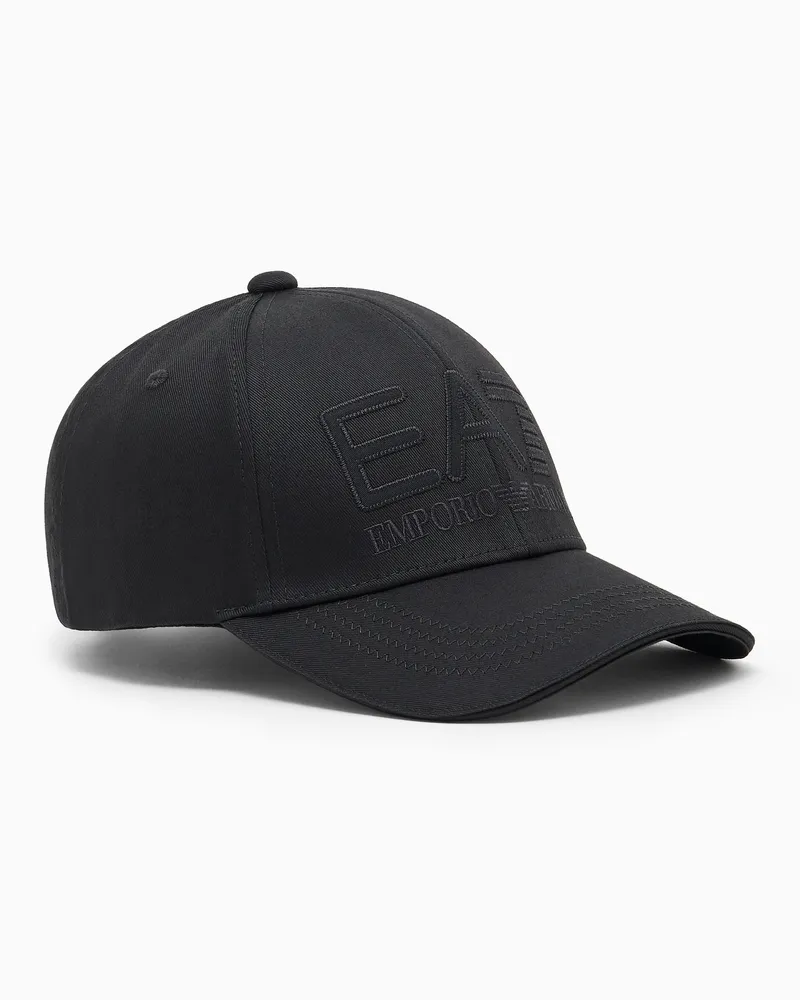 EA7 Logo Series Baseballcap aus Baumwolle Schwarz