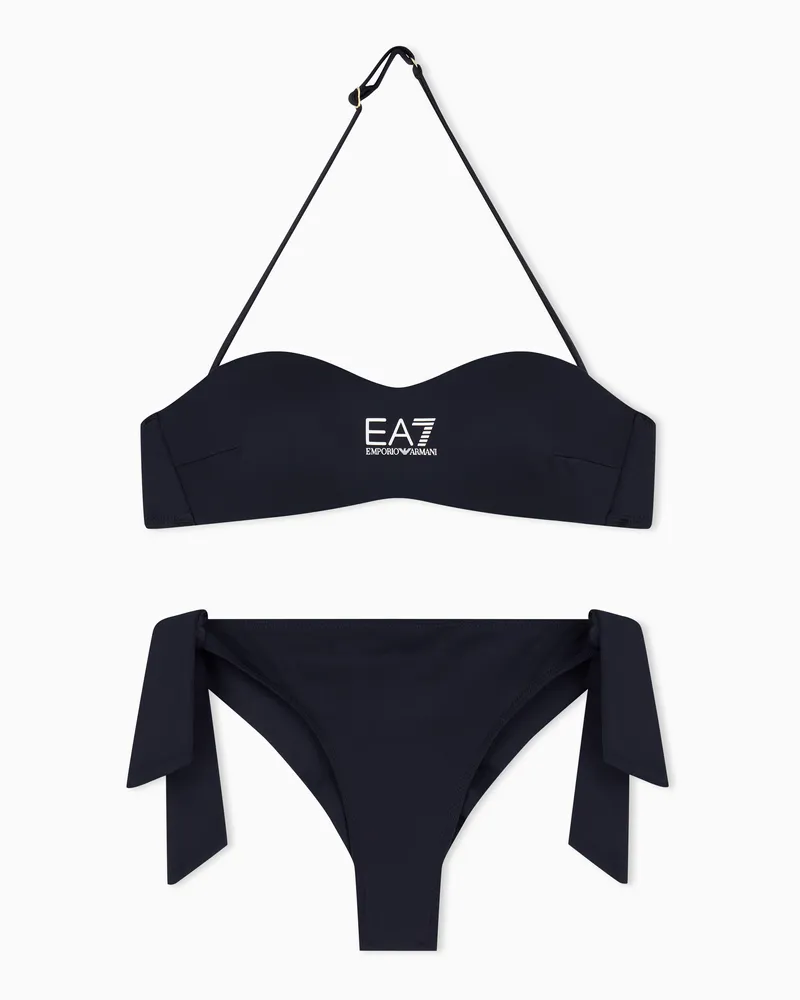 EA7 Bandeau-Bikini mit Logo Schwarz