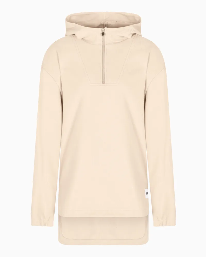 EA7 Sporty Forever Sweatshirt mit Kapuze aus Baumwollgemisch Beige