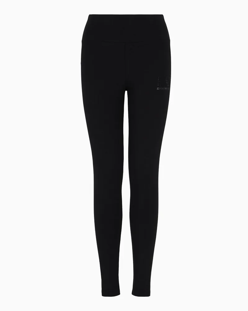 EA7 Logo Series Leggings mit -Logo aus Strass Schwarz