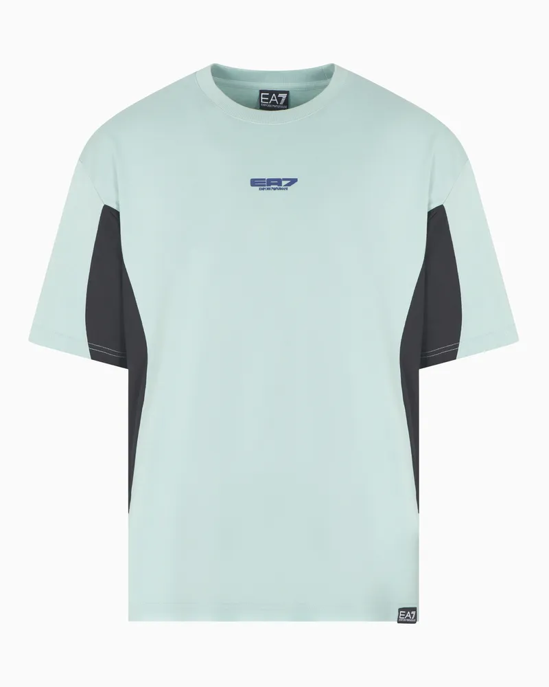 EA7 Graphic Series T-Shirt mit Rundhalsausschnitt aus Baumwolljersey Hellblau
