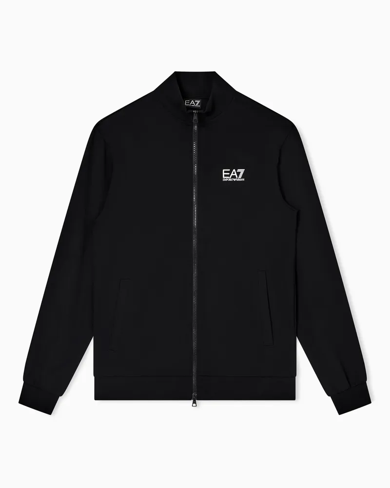 EA7 Core Identity Sweatshirt mit Reißverschluss aus Baumwolle Schwarz
