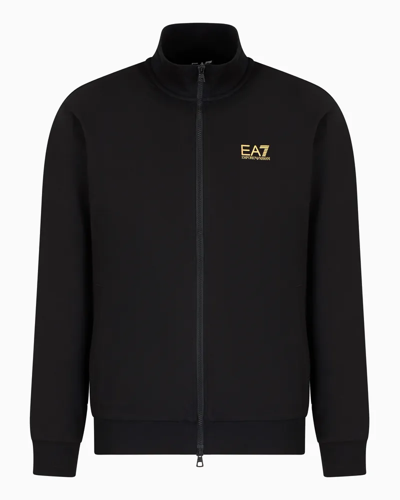 EA7 Core Identity Sweatshirt mit Reißverschluss aus Baumwolle Schwarz