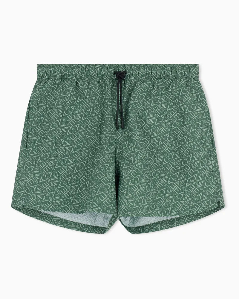 EA7 Graphic Series Bade-Boxershorts mit Monogramm-Print Grün