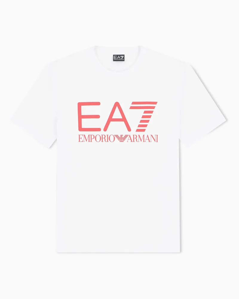 EA7 Armani Olimpia Milano T-Shirt aus reiner Baumwolle Weiß