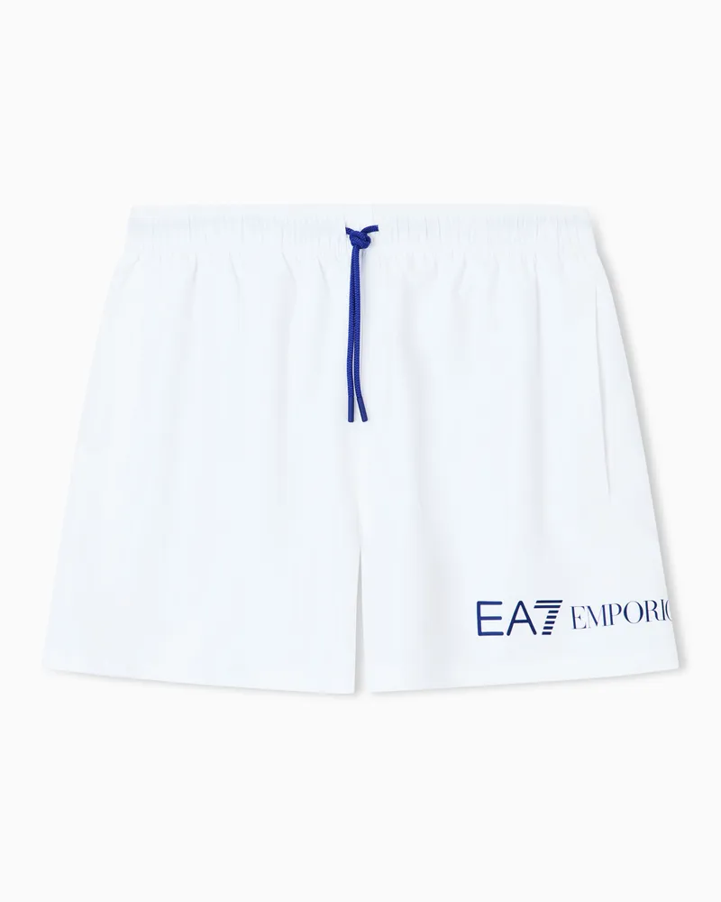 EA7 ASV Badeboxershorts mit Logo Weiß