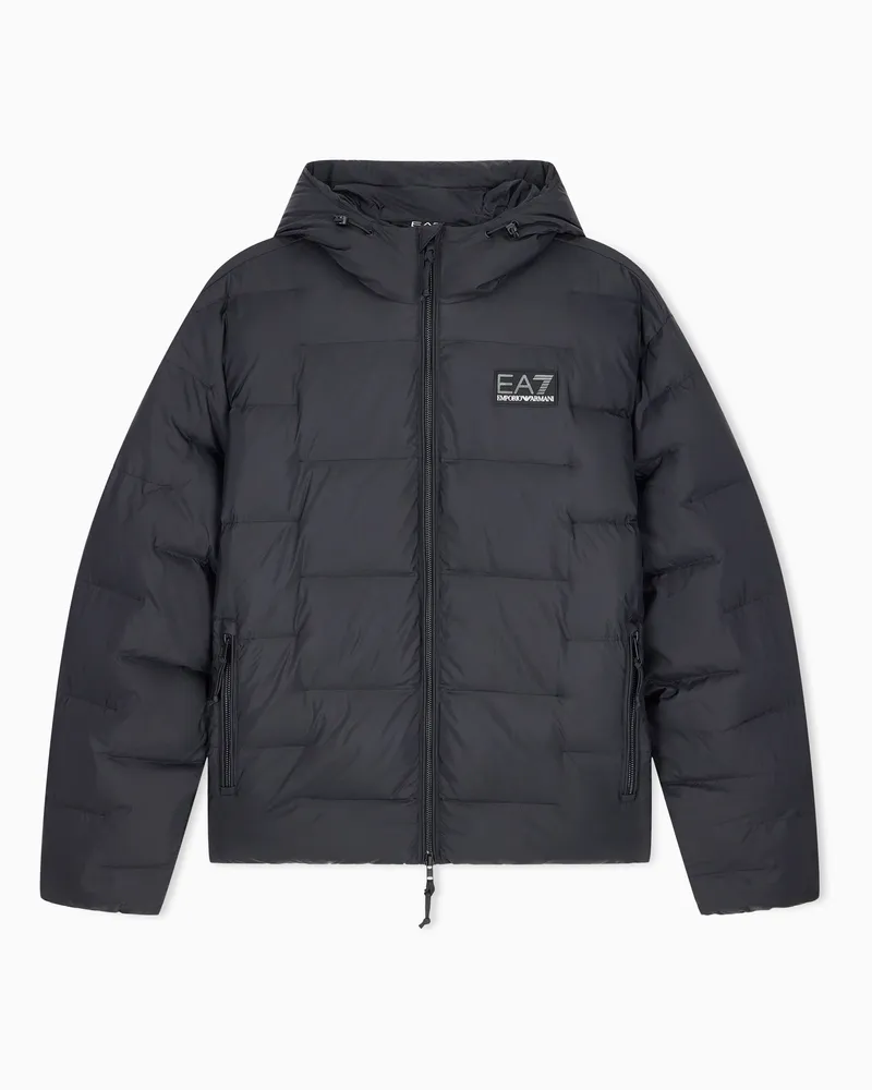 EA7 Bomberjacke regularer Schnitt mit Kapuze und Steppmuster Schwarz